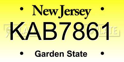 KAB7861 New Jersey License Plate