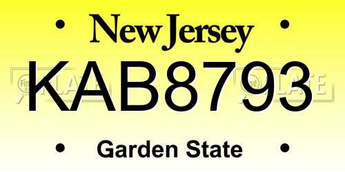 KAB8793 New Jersey License Plate