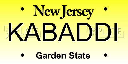 KABADDI New Jersey License Plate