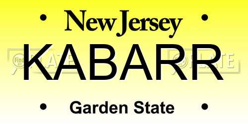KABARR New Jersey License Plate