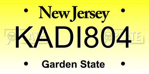 KADI804 New Jersey License Plate