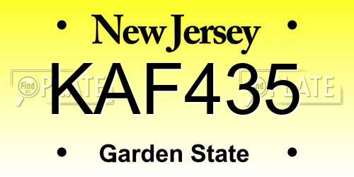 KAF435 New Jersey License Plate