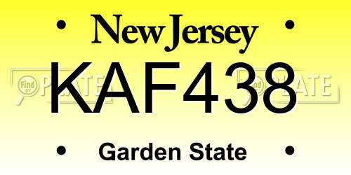 KAF438 New Jersey License Plate