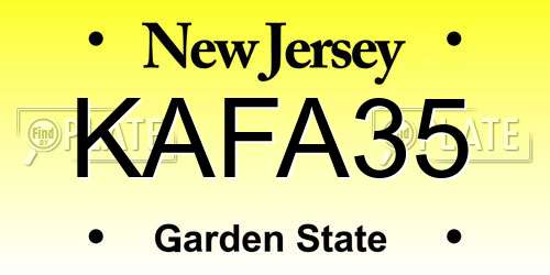KAFA35 New Jersey License Plate