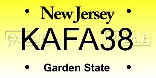KAFA38 New Jersey License Plate