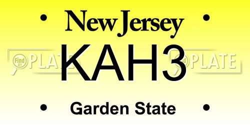 KAH3 New Jersey License Plate