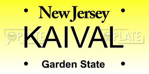 KAIVAL New Jersey License Plate
