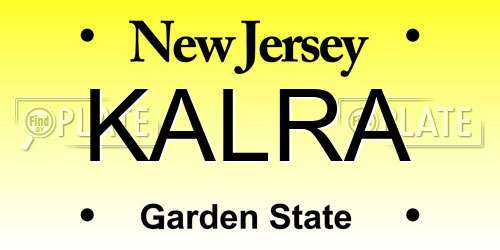 KALRA New Jersey License Plate