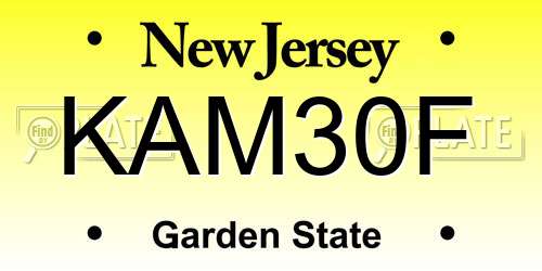 KAM30F New Jersey License Plate