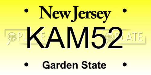 KAM52 New Jersey License Plate