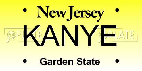 KANYE New Jersey License Plate