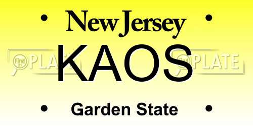 KAOS New Jersey License Plate