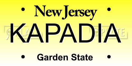KAPADIA New Jersey License Plate