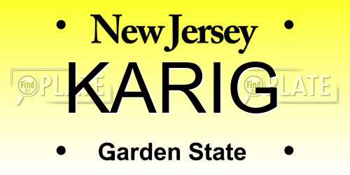 KARIG New Jersey License Plate