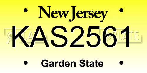 KAS2561 New Jersey License Plate