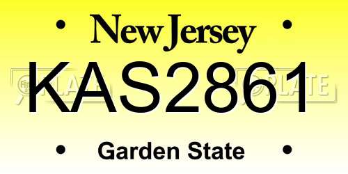 KAS2861 New Jersey License Plate