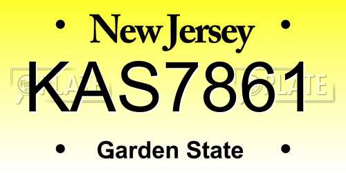 KAS7861 New Jersey License Plate