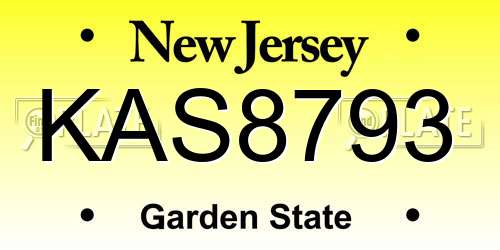 KAS8793 New Jersey License Plate