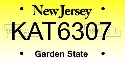 KAT6307 New Jersey License Plate