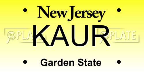 KAUR New Jersey License Plate