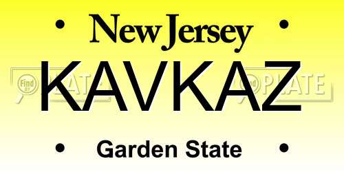 KAVKAZ New Jersey License Plate