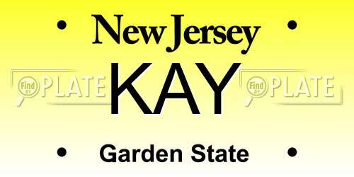 KAY New Jersey License Plate