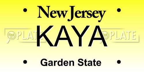 KAYA New Jersey License Plate