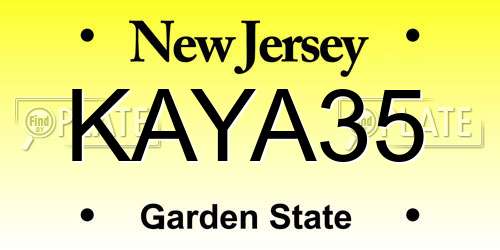 KAYA35 New Jersey License Plate