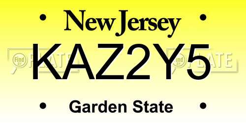 KAZ2Y5 New Jersey License Plate