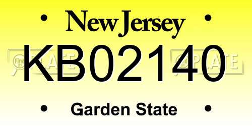 KB02140 New Jersey License Plate