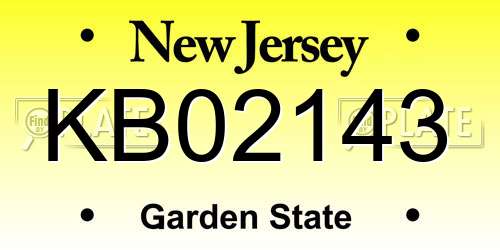 KB02143 New Jersey License Plate