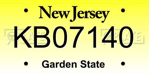 KB07140 New Jersey License Plate