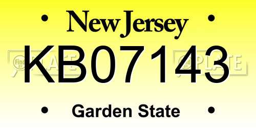 KB07143 New Jersey License Plate