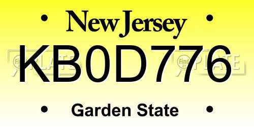 KB0D776 New Jersey License Plate