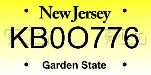 KB0O776 New Jersey License Plate