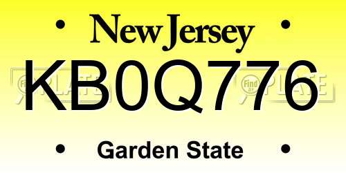 KB0Q776 New Jersey License Plate