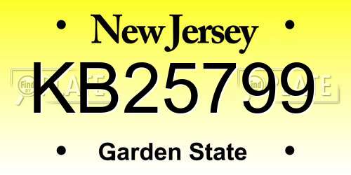 KB25799 New Jersey License Plate