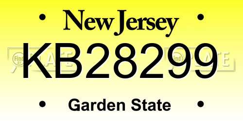 KB28299 New Jersey License Plate