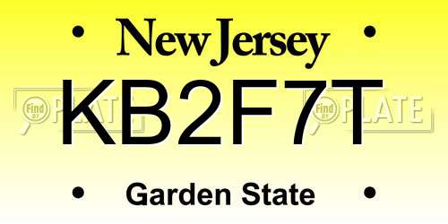 KB2F7T New Jersey License Plate