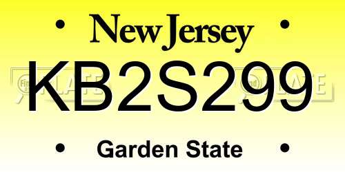 KB2S299 New Jersey License Plate