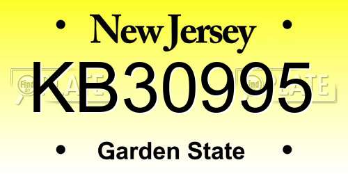 KB30995 New Jersey License Plate