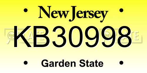 KB30998 New Jersey License Plate