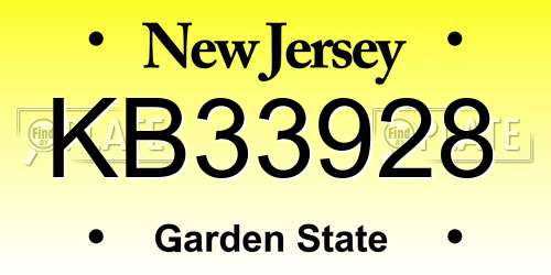 KB33928 New Jersey License Plate