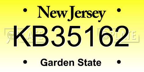 KB35162 New Jersey License Plate