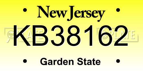 KB38162 New Jersey License Plate
