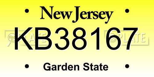 KB38167 New Jersey License Plate