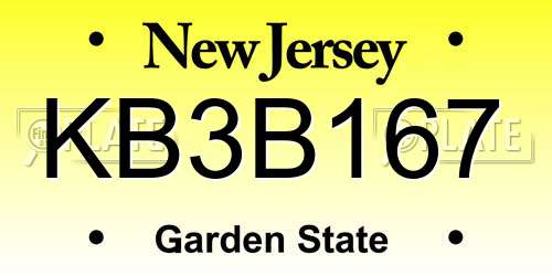 KB3B167 New Jersey License Plate