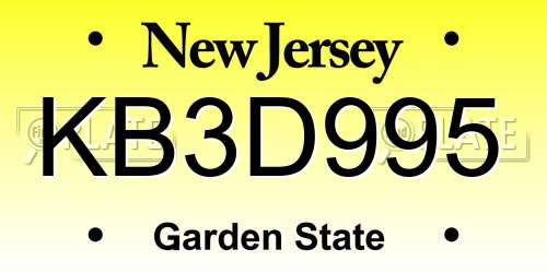 KB3D995 New Jersey License Plate