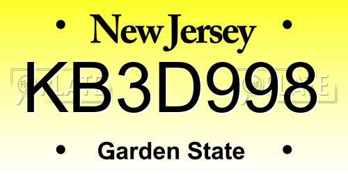 KB3D998 New Jersey License Plate