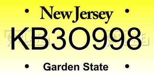 KB3O998 New Jersey License Plate